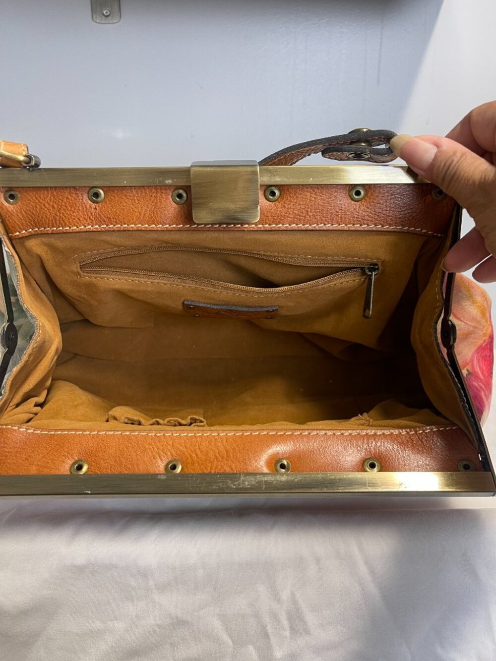 Patricia Nash Ferrara Floral Italian Leather Frame Satchel - Picture 4 of 12